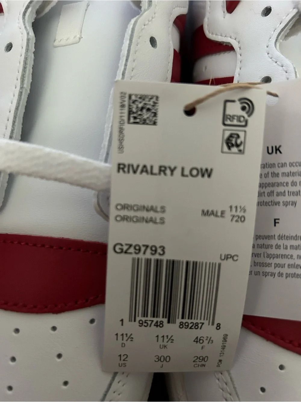 adidas Rivalry Low Men's Sneakers in White and Red